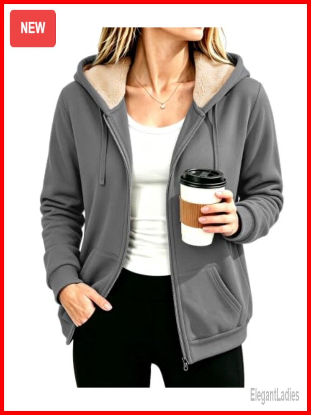 Women's Zip Up Hoodie Sherpa Fleece Lined Jacket Sweatshirt